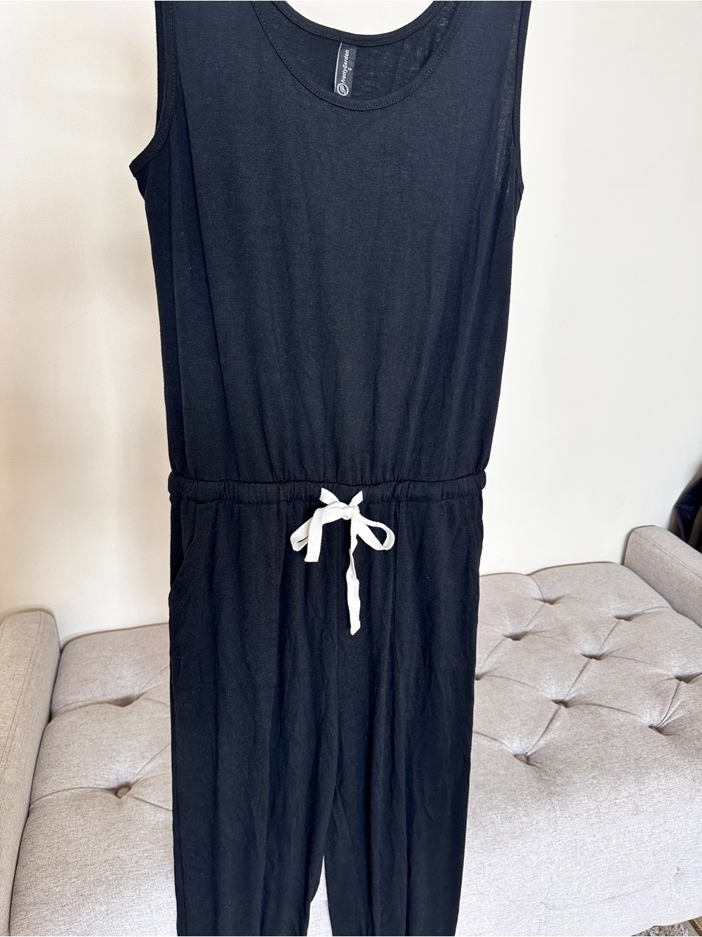 Pretty Garden Jumpsuit Black with Drawstring